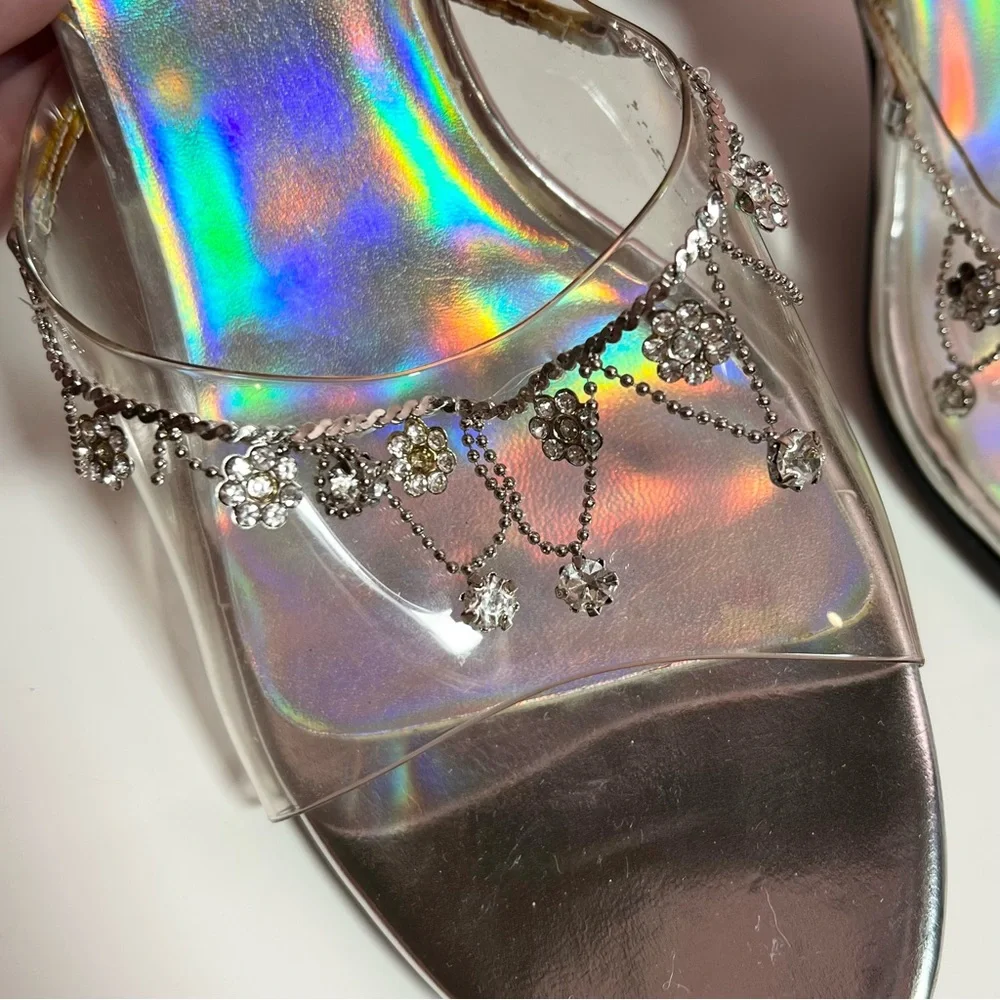 Vintage 90s Y2K 2000s holographic bling platform heels